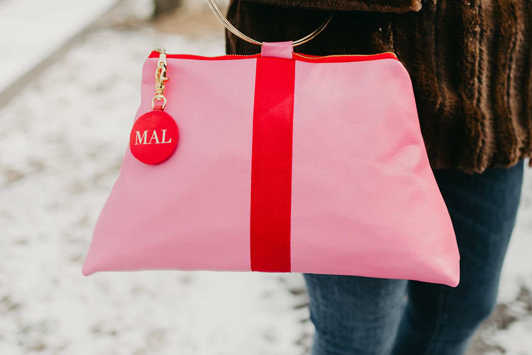 Pink and Red Leather Handbag - A Valentine's Day DIY