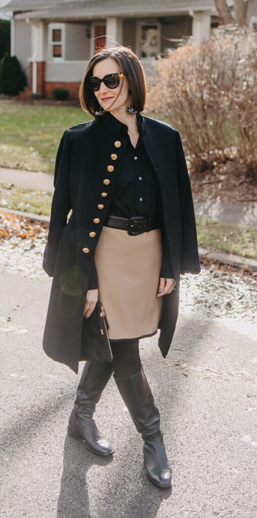 Classic Wool Camel Skirt and Vintage St. Pepper's Coat