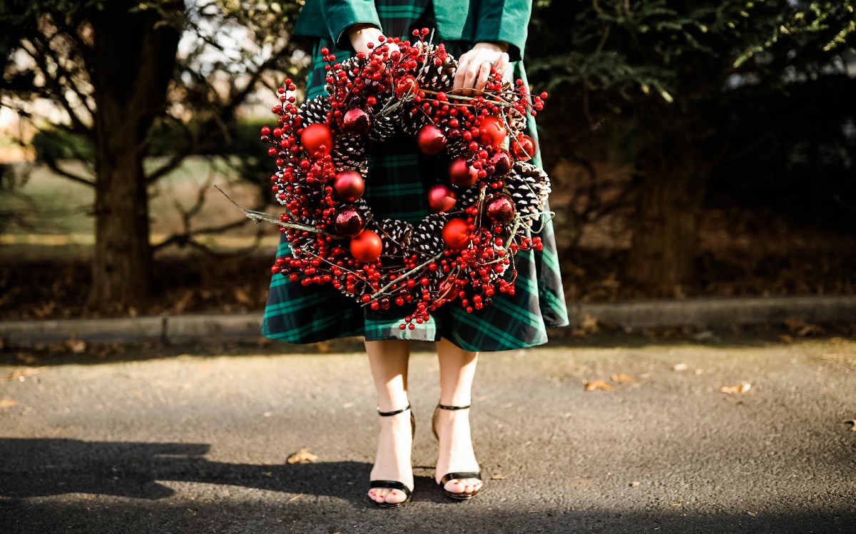 black watch plaid taffeta skirt