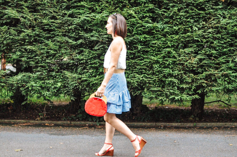 Navy Gingham Skirt