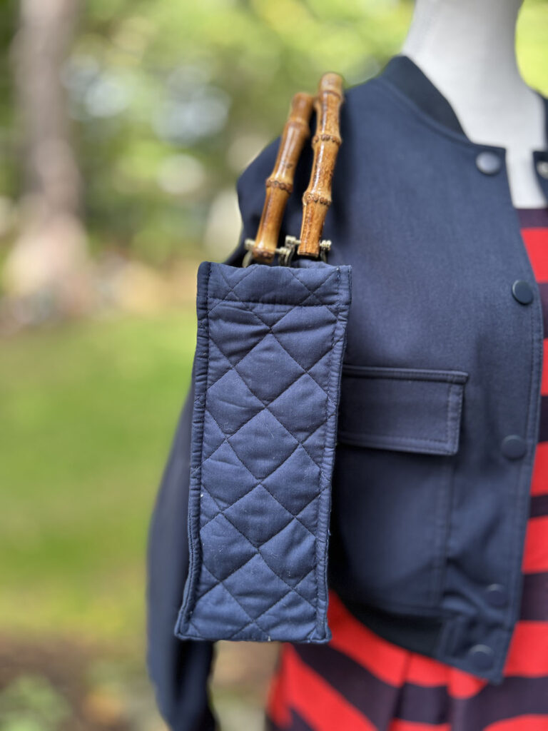 Navy quilted tote bag & navy bomber jacket