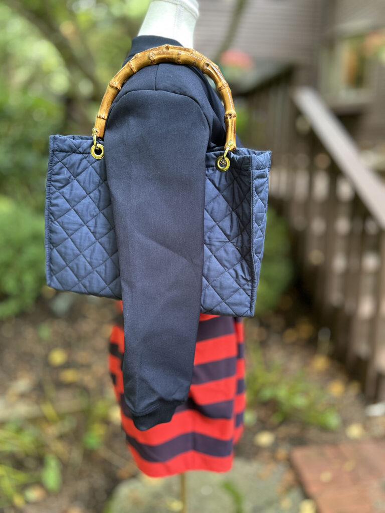 Navy quilted tote bag