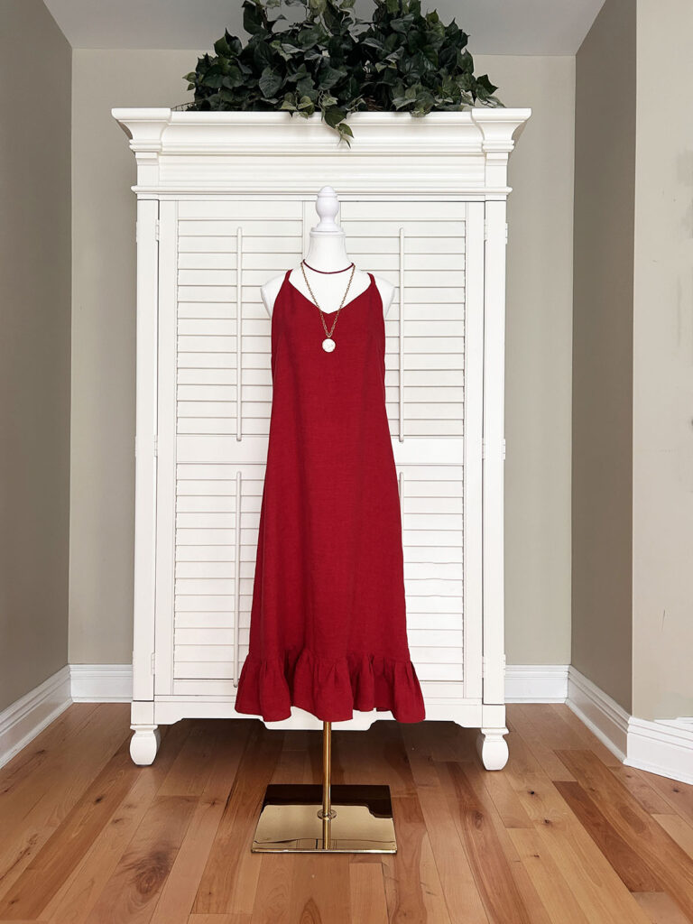 Handmade read linen dress