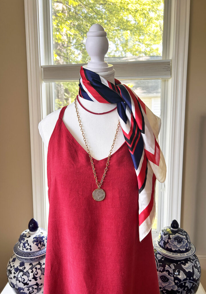 Handmade read linen dress