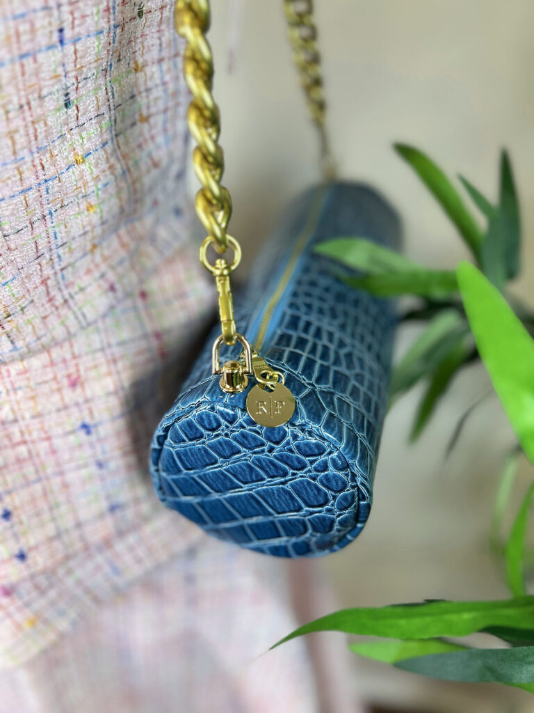 Blue barrel bag