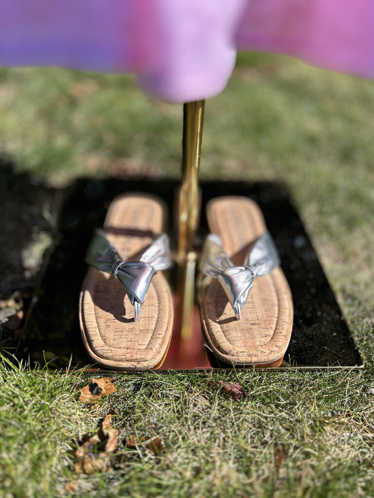 silver & cork flip-flops