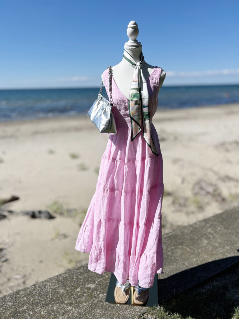 handmade pink linen dress