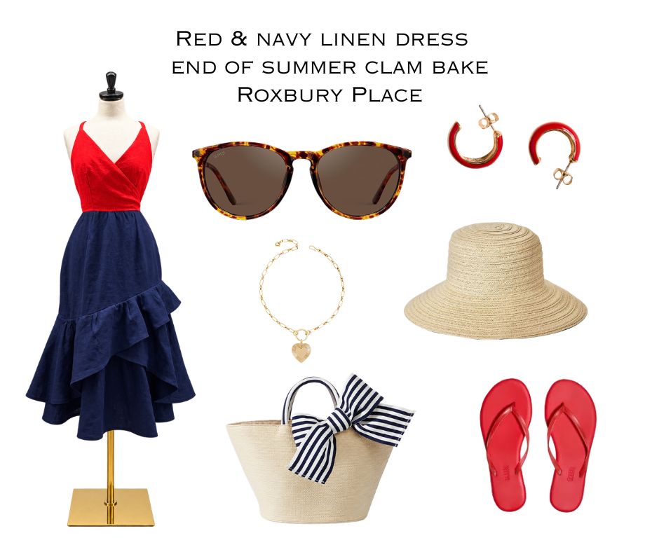 How to style a red & navy linen dress